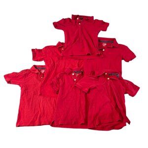 6-Pack Red Polo Shirts Boys Medium M 7/8 100% Cotton